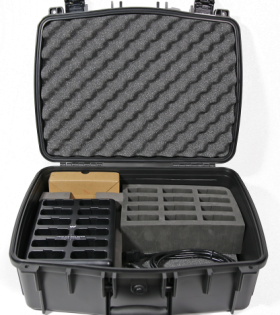 CHG 1012 PRO charger carry case with 12 bay charger and 12 slot foam insert