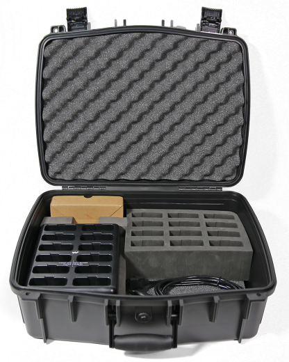 CHG 1012 PRO charger carry case with 12 bay charger and 12 slot foam insert