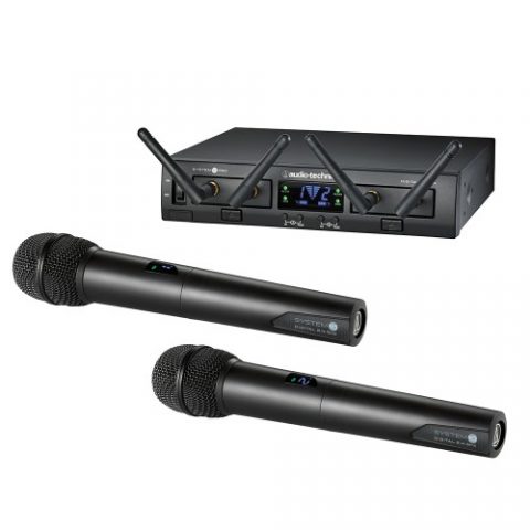 Audio Technica ATW-1322 Wireless Microphone System including receiver and 2 handheld microphones